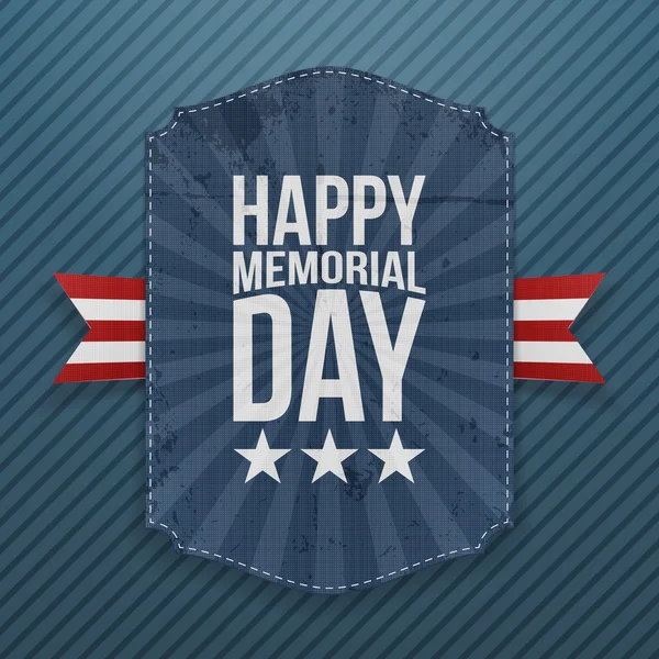 Happy Memorial Day textile Poster and Ribbon — Stock Vector
