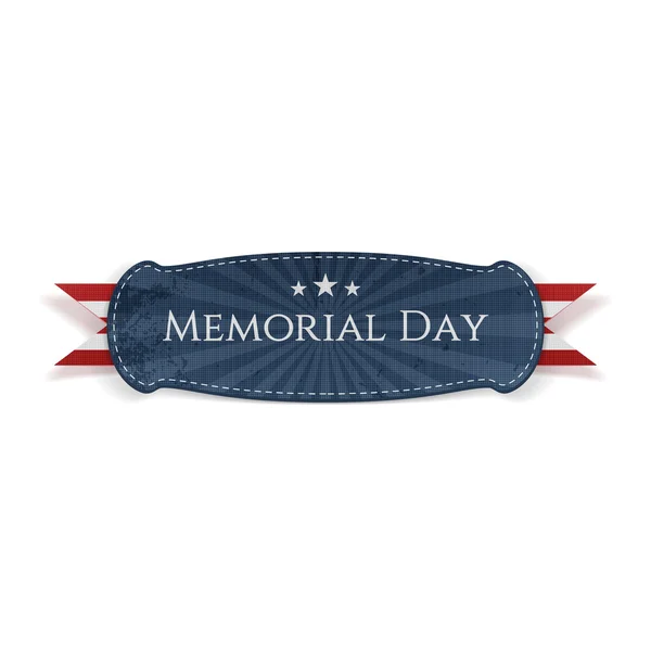 Memorial Day textile Banner and Ribbon — Stock Vector