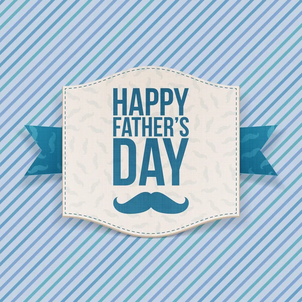Happy Fathers Day Banner with blue Ribbon — Stock Vector