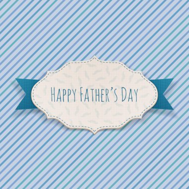 Mutlu Babalar günü etiketi mavi kurdele ile tebrik