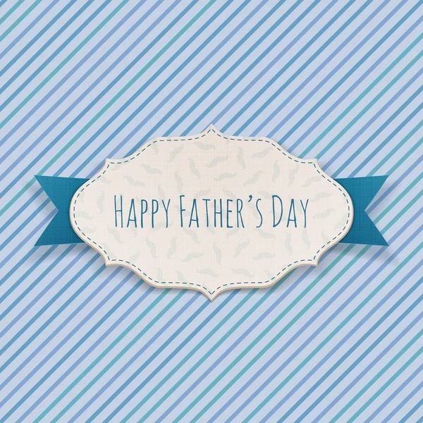 Boldog Apák napja üdvözlés Tag, kék szalaggal — Stock Vector