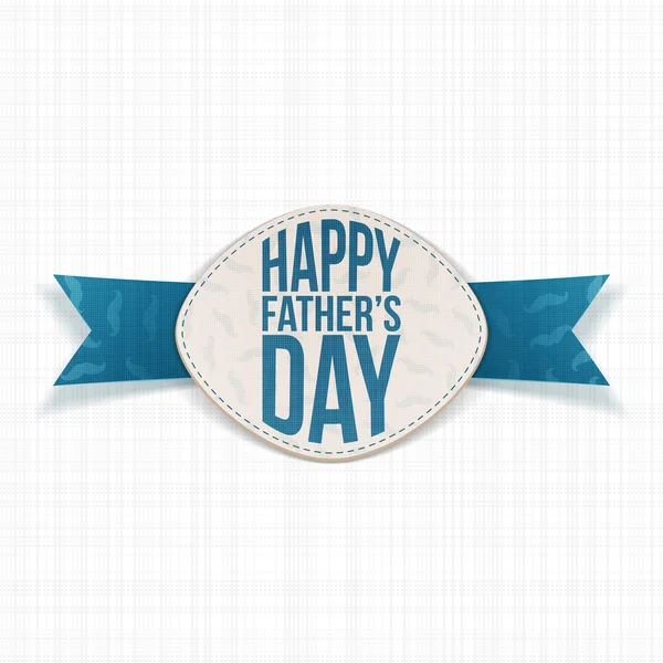 Happy Fathers Day festive Emblem with blue Ribbon — Stock Vector