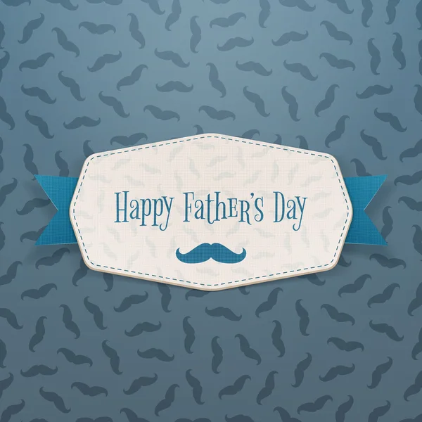 Happy Fathers Day festive Label with blue Ribbon — Stock Vector