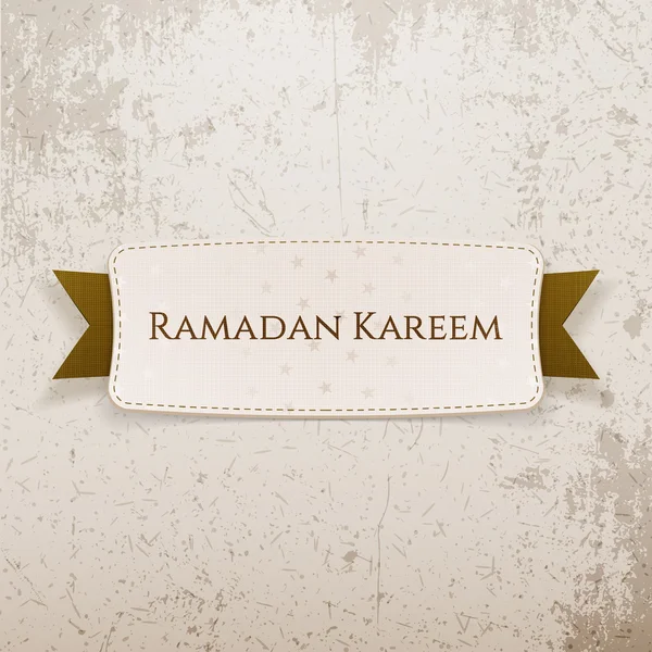 Tag carta Ramadan Kareem con testo e nastro — Vettoriale Stock