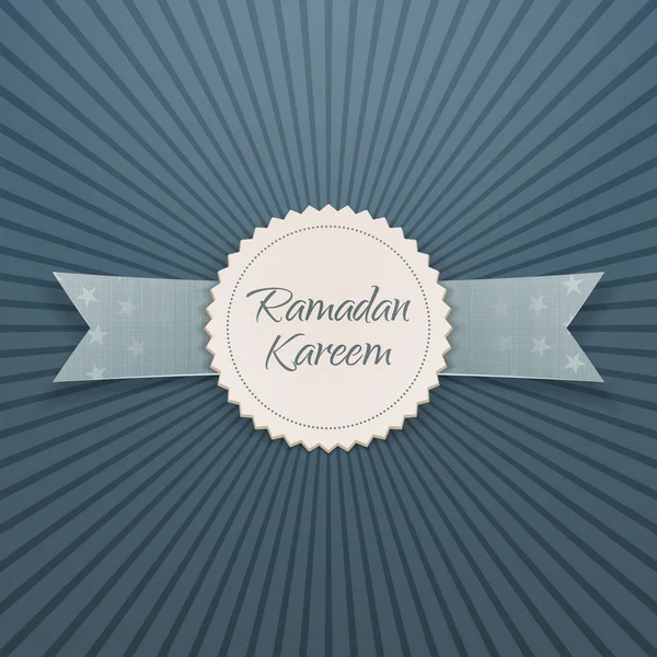 Ramadan Kareem Emblema con cinta de saludo — Vector de stock