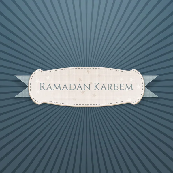 Bandiera Ramadan Kareem con nastro di saluto — Vettoriale Stock