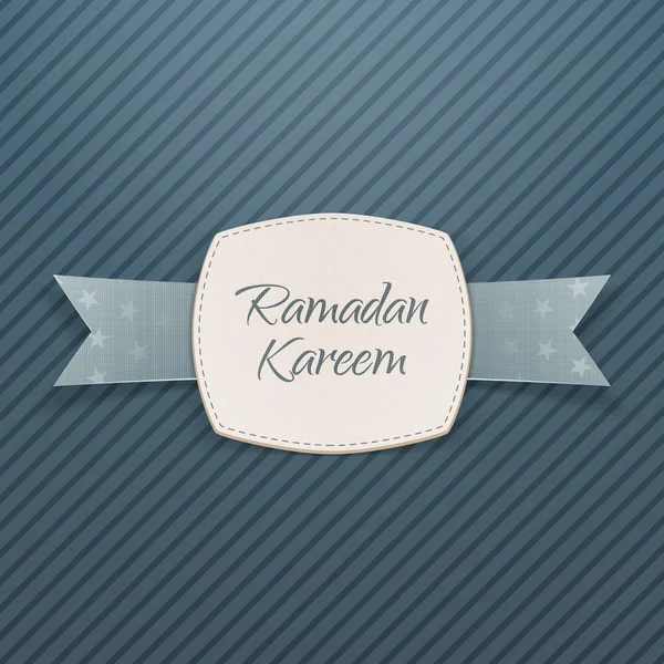 Ramadán Kareem etiqueta festiva con la cinta de saludo — Vector de stock