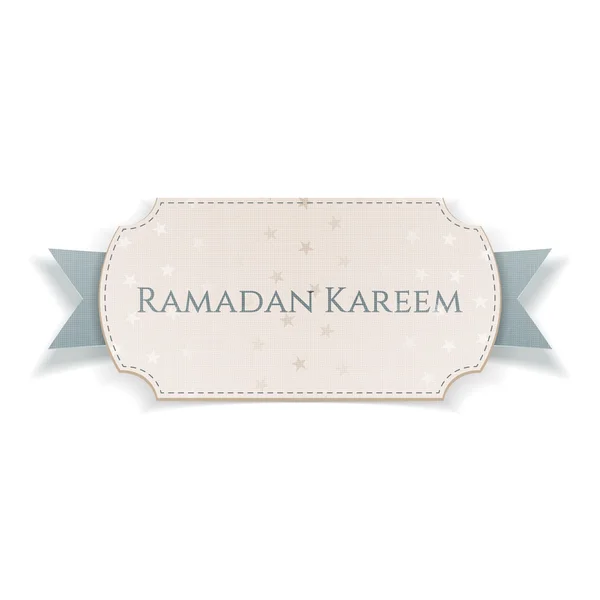 Carte réaliste Ramadan Kareem avec ruban de salutation — Image vectorielle