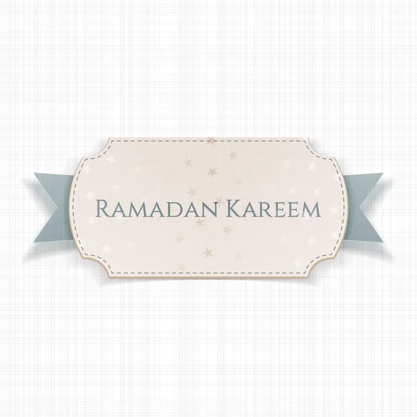 Carta di carta Ramadan Kareem con nastro di saluto — Vettoriale Stock