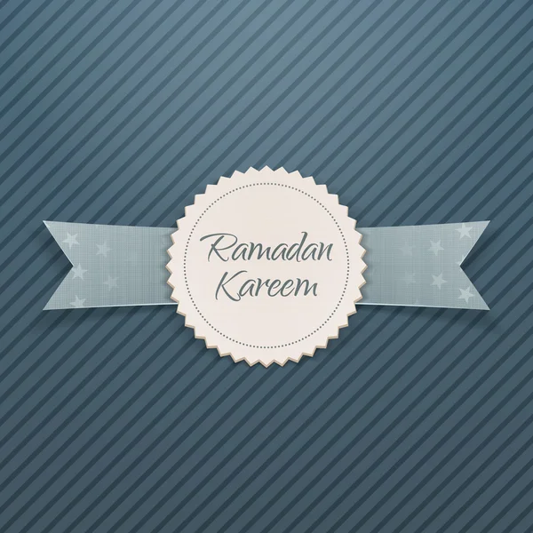 Ramadan Kareem emblema tessile con nastro — Vettoriale Stock