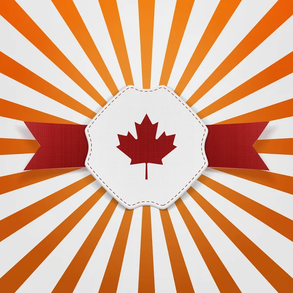 Kanada röd lönn löv på realistiska Emblem — Stock vektor