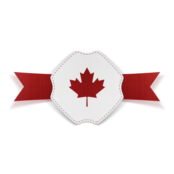 Канада красный кленовый лист на реалистичном знамени — стоковый вектор