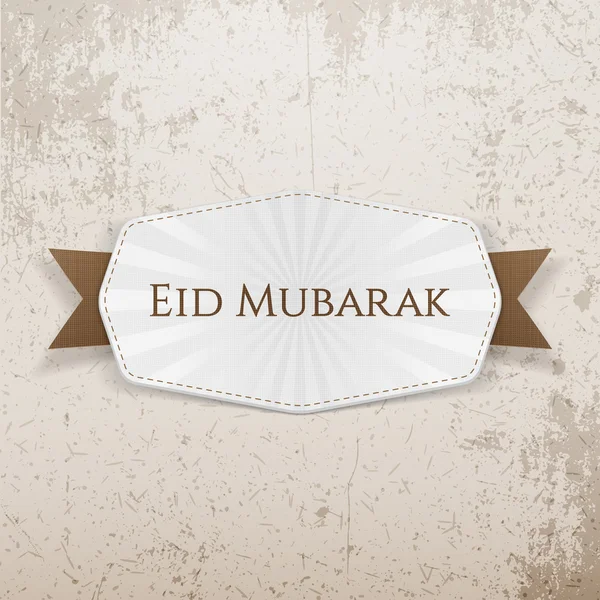 Eid Mubarak rozet kurdele ile — Stok Vektör