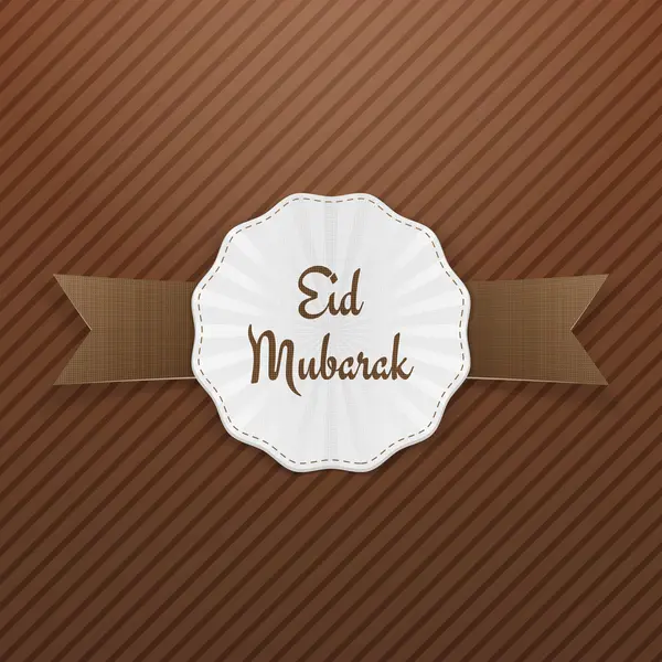 Eid Mubarak amblemi kurdele ile tebrik — Stok Vektör