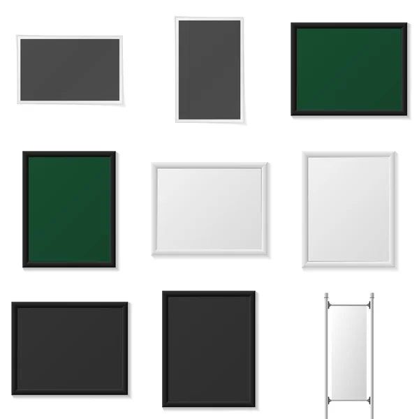 Boards and Frames realistic Mockup Set — Stock Vector