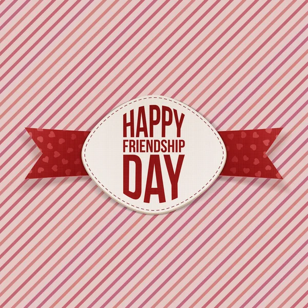 Friendship Day festive Emblem and red Ribbon — Stock Vector