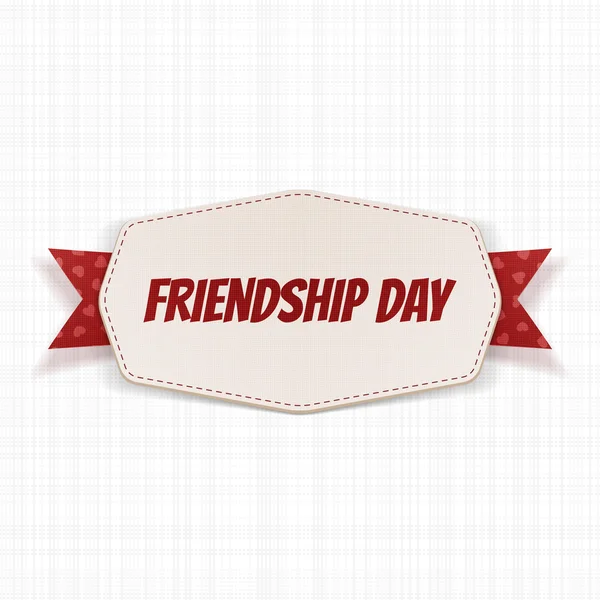 Friendship Day greeting Label with Ribbon — Stock Vector