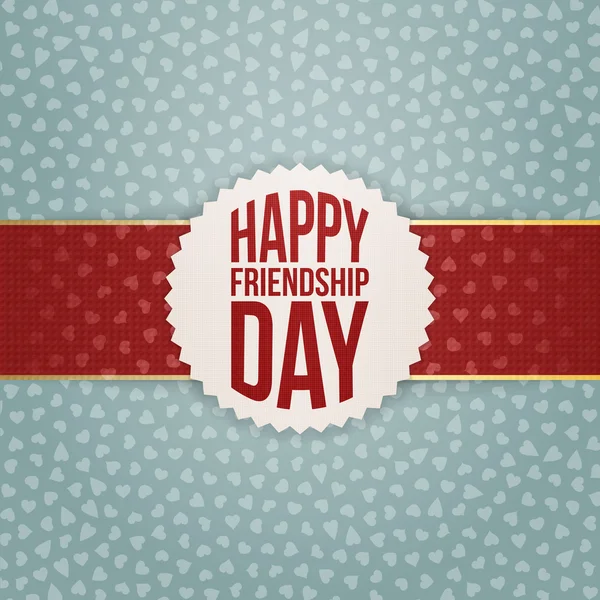 Happy Friendship Day realistic Tag on red Ribbon — Stock Vector