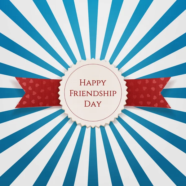Happy Friendship Day Emblem with Ribbon — Stock Vector