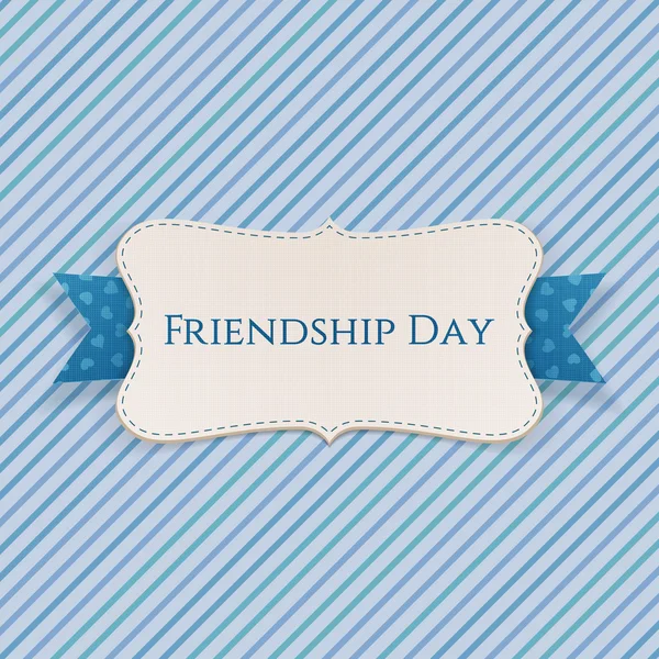 Journée de l'amitié étiquette festive avec ruban — Image vectorielle