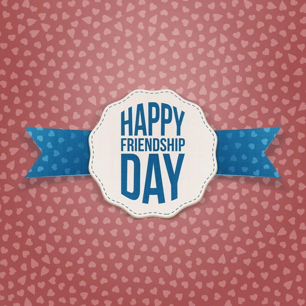 Happy Friendship Day Tag with blue Ribbon — Stock Vector