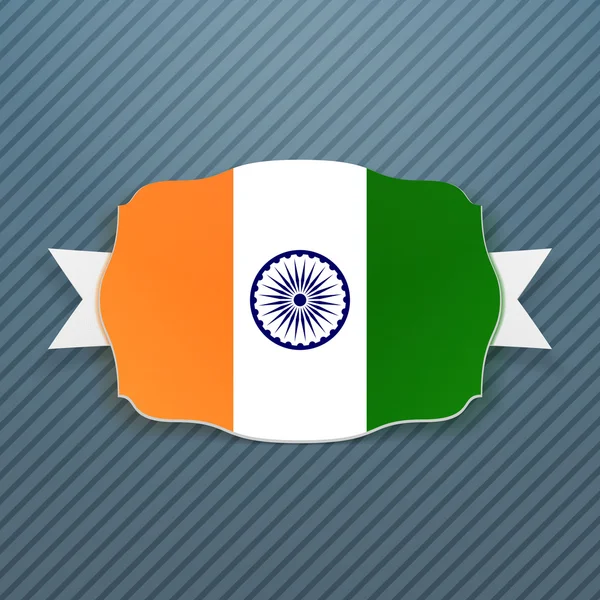 Insigne de drapeau de l'Inde avec ruban — Image vectorielle