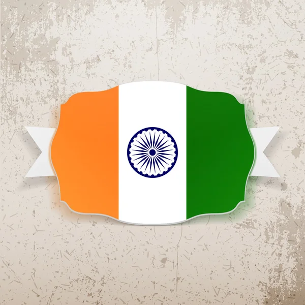 Ινδία σημαία ετικέτα με κορδέλα — Διανυσματικό Αρχείο