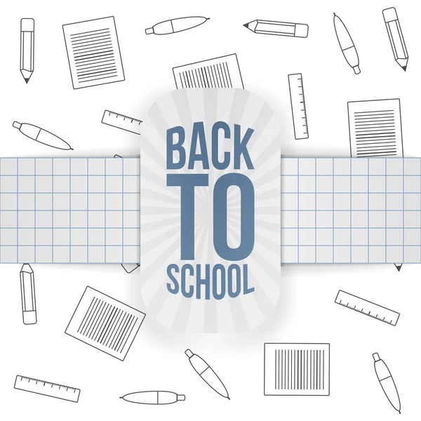 Volver a Emblema de papel escolar con cinta — Vector de stock