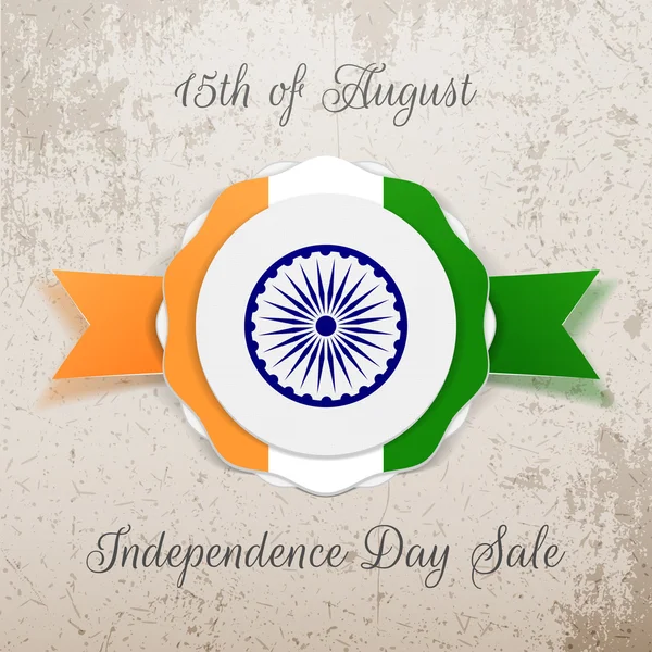 Ινδία ημέρα ανεξαρτησίας ετικέτα με κορδέλα — Διανυσματικό Αρχείο