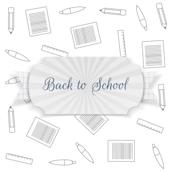 Back to School Text on Badge with Ribbon — Stock Vector