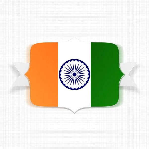 인도 깃발 리본으로 라벨에 — 스톡 벡터