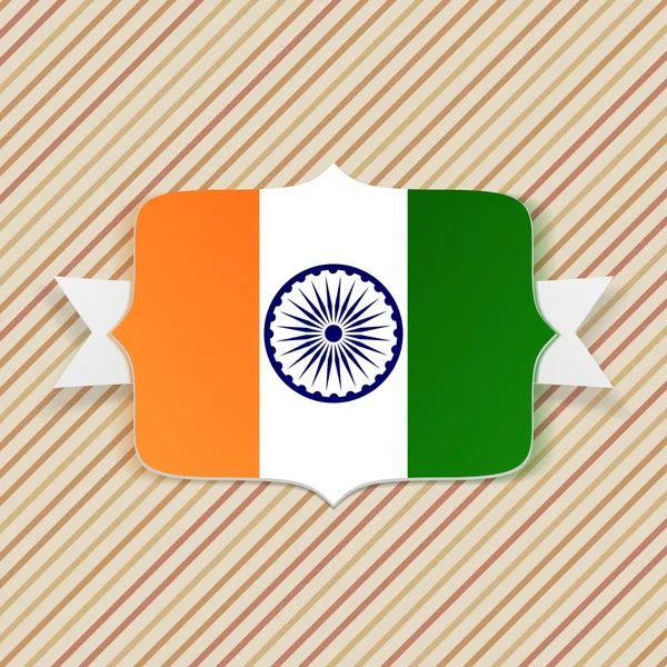 Drapeau de l'Inde sur l'emblème avec ruban — Image vectorielle