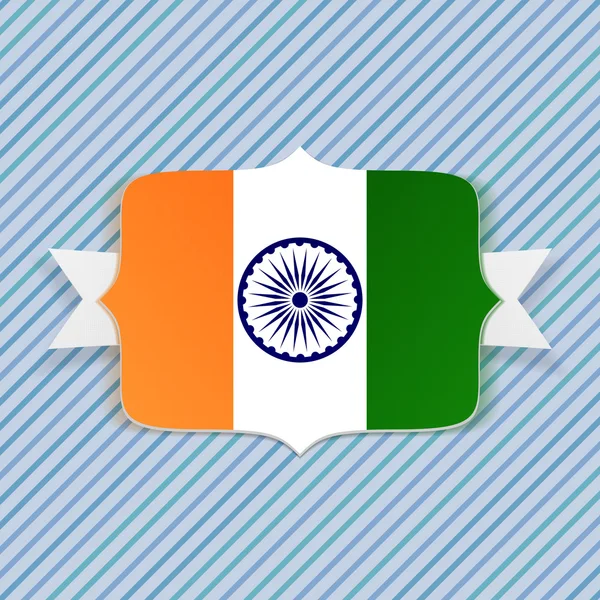 India Flag on Badge with Ribbon — Stock Vector