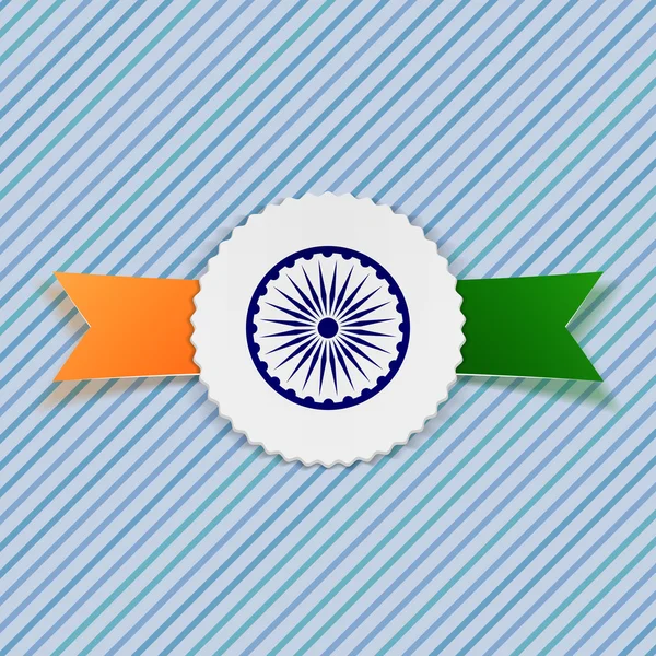 Inde Drapeau sur Badge réaliste — Image vectorielle