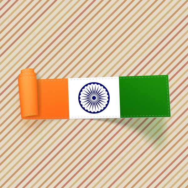 Indien Flagge auf Schriftrolle Textilbanner — Stockvektor