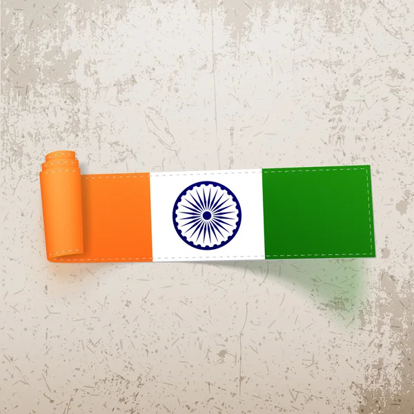 印度国旗上现实滚动标签 — 图库矢量图片