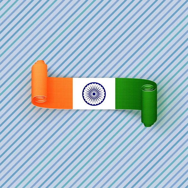현실적인 곡선된 종이 라벨에 인도 국기 — 스톡 벡터