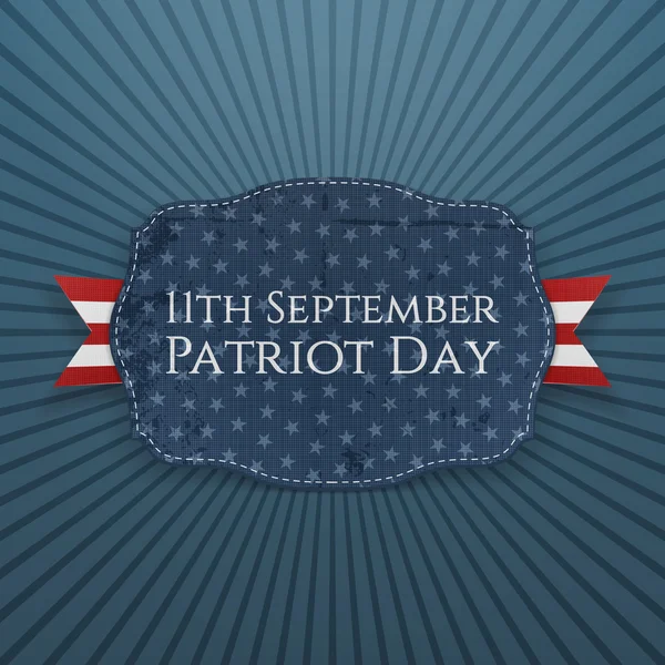 Lencana Hari Patriot dengan Ribbon. 11 September - Stok Vektor