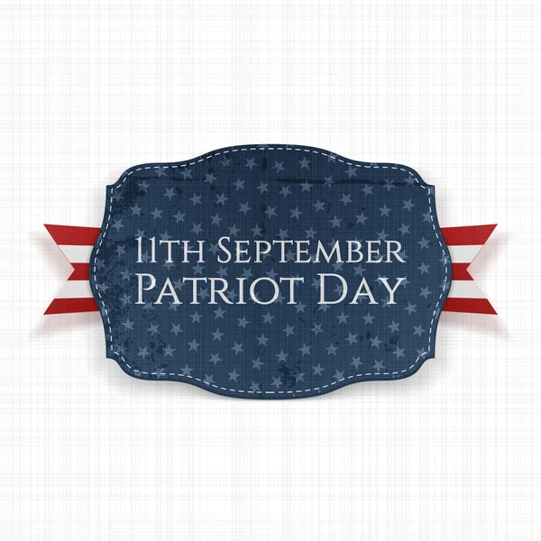 Патріот день - 11 вересня етикетку з стрічкою — стоковий вектор