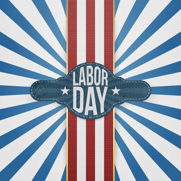 Labor Day Badge on striped Backround — Stock Vector