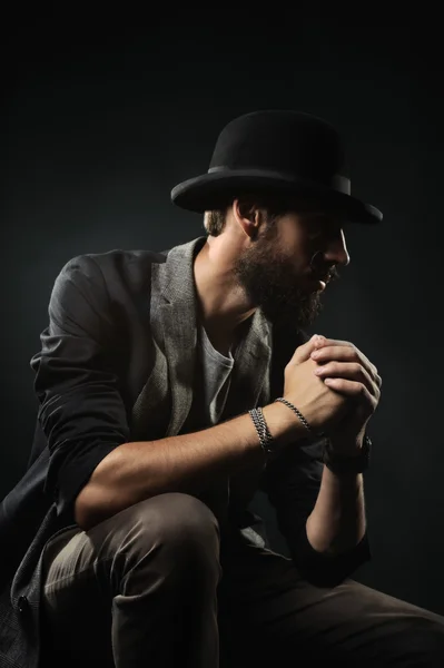 Bearded man in a hat — Stock Photo, Image