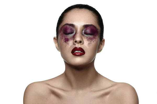 Moda femminile modello asiatico con trucco viola — Foto Stock