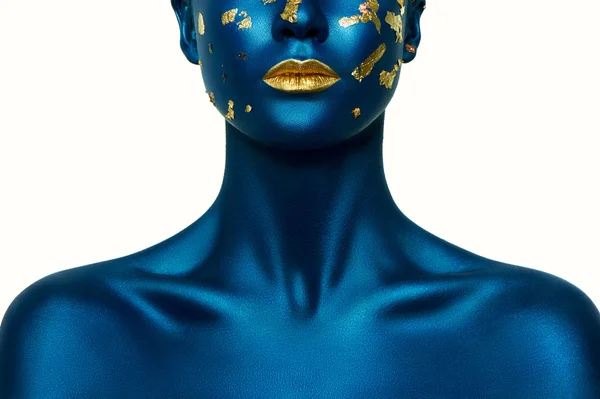 Голубой макияж на Хэллоуин — стоковое фото