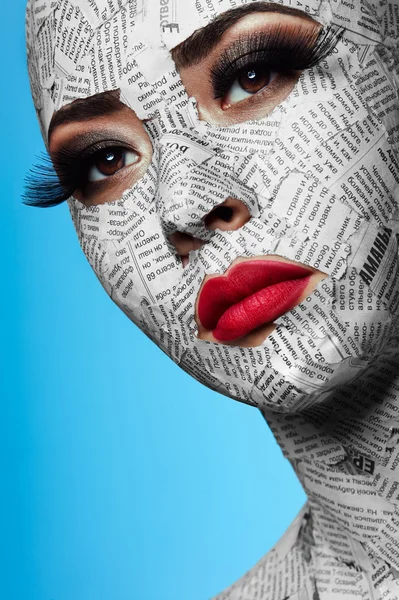 Girl with Newspaper on Face — Stock Photo, Image