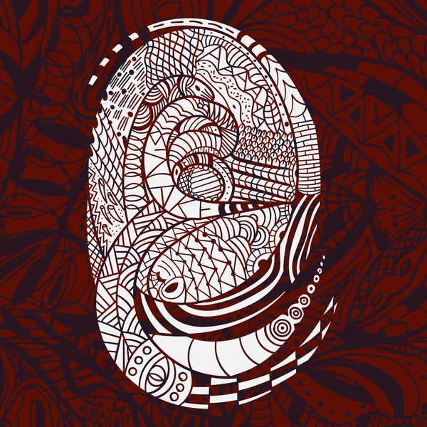 Ethnic vector white Pattern with Snakes on red Background — Stock Vector