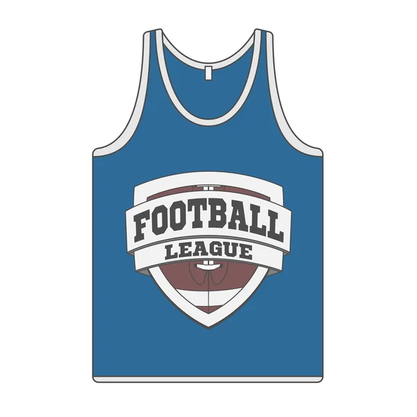 Ärmlös blå tröja med fotboll etikett — Stock vektor