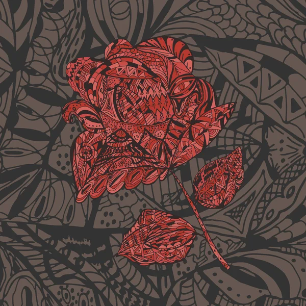 Λουλουδάτο μοτίβο με κόκκινο λουλούδι τριαντάφυλλο — Διανυσματικό Αρχείο