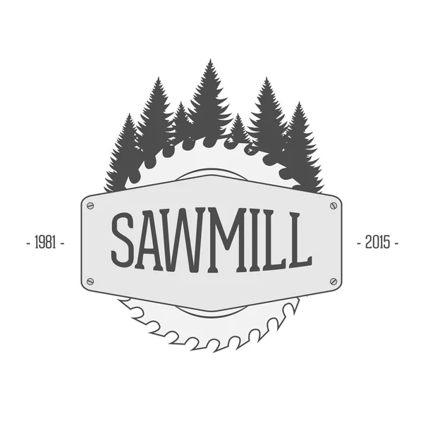 Vintage vector Label of Sawmill — Stock Vector