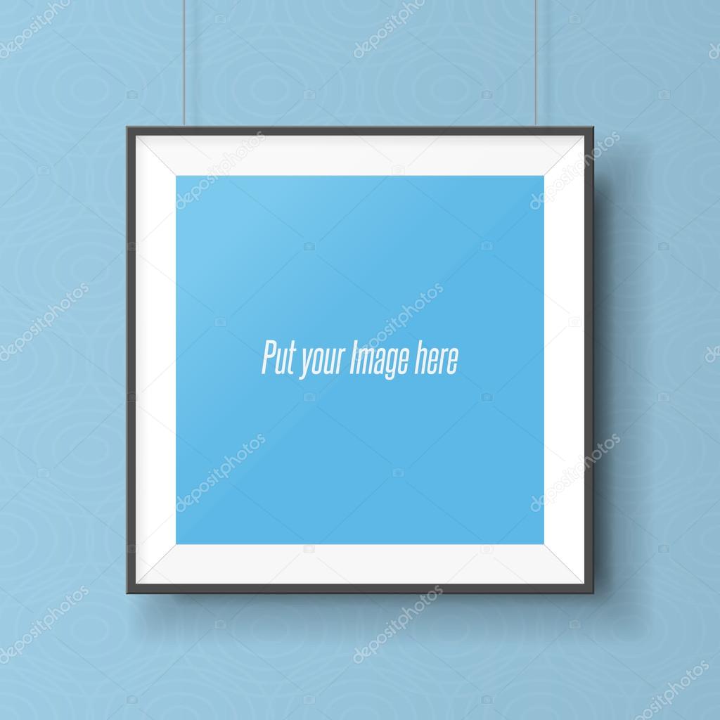 Realistic square picture frame on the wall