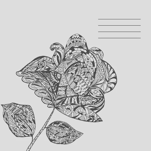 Capa de caderno com flor de doodle desenhada à mão e linhas para texto — Vetor de Stock